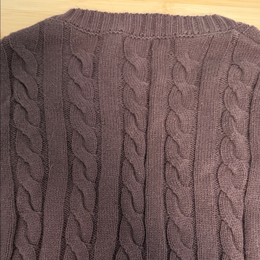 Bailey Rose Size Small Women's Teen Girl V-Neck Cable Knit Brown Sweater Vest - Picture 5 of 7